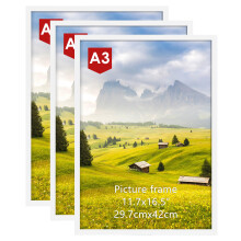Hoikwo A3 Picture Frame Pack of 3, White Poster Frame for Wall Hanging, A3 Photo Frame for Home and Gallery Displays, Horizontal or Vertical (29.7x42