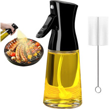 Showvigor Olive Oil Sprayer for Cooking, 180ML Glass Bottle with Brush, Canola Oil Vinegar Spray Mister, Healthy Cooking Gadgets for Air Fryer, Bakin