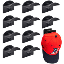Vibbang 10 Pack Adhesive Hat Holder Cap Hook for Wall Mount No Drilling Hat Rack Organizer Strong Hold for Baseball Caps Modern Hat Hangers Storage f
