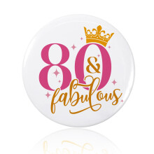 80th Birthday Badge, 5.8cm Girl Badge Accessories, Sparkling Party Decoration, 80th Birthday Gift for Women, Milestone, Anniversary