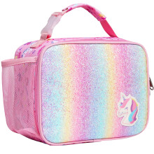Bagseri Lunch Bag for Girls - Insulated School Lunch Box with Bottle Holder, Portable Reusable Thermal Cooler Tote for Nursery, 6L Capacity, Glitter