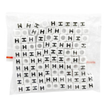 100 x 6mm White Cube Acrylic Letter Single Beads 4mm Hole Alphabet Loose A - Z (H)