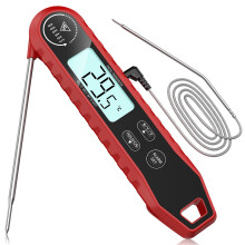 DOQAUS Meat Thermometer with Dual Probe, Instant Read 3s Food Thermometer, Oven Safe Barbecue Thermometer with Alarm, Backlight, Accurate Kitchen The