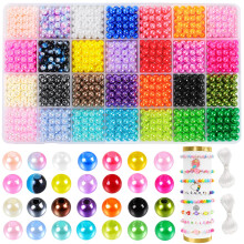 DTYDECLE 1680pcs Pearl Beads for Jewelry Making, 28 Colors 6mm Round Glass Pearl Beads Plastic Imitation Dyed Faux Bead for Bracelets Jewelry Making