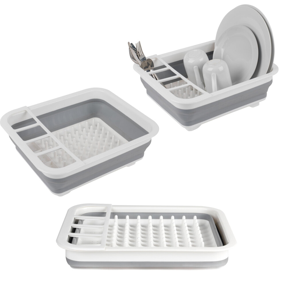 Beldray Collapsible Dish Drainer - With Cutlery Divider, Foldable For Compact Storage, Plastic Sink Drying Rack, Countertop Space Saving Design For C