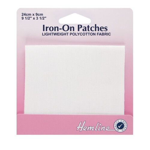 Polycotton Mender Iron On, 9x24cm - White