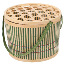 2St Luxe Groene Bamboe Opbergmand Met Draagbaar En