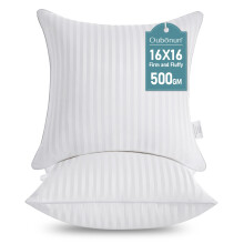 Oubonun Cushion Inserts 40x40cm (Pack of 2) – Soft & Fluffy Down Alternative Square Cushion Pads with Soft Cotton Cover for Sofa or Bed, Machine Was
