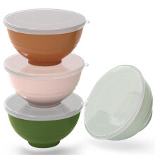 Greentainer Unbreakable Large Cereal Bowls with lids- 24 OZ Plastic Lightweight Bowl Sets 4 - Dishwasher & Microwave Safe - for Cereal, Salad,Soup, N