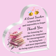 SDOFY Teacher Gifts for Women Heart Shaped Acrylic Plaque Gifts for Teachers Thank You Teacher Gifts from Student Teacher Leaving Gifts End of the Ye
