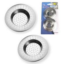 2pk Bath Plug Hair Catcher – Plug Hole Hair Catcher, Shower Plug Hair Trap | Stainless Steel Flat Sink Strainer for Bath and Kitchen – 7.7cm | 90