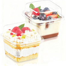 Wubushan 50 Pack Dessert Cups with Lid, 240ml/8oz Clear Plastic Parfait Cups with Spoons, Cheesecake Pots, Reusable Dessert Cups for Pudding, Fruit,