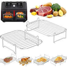 2Pcs Ninja Air Fryer Accessories, Air Fryer Racks 304 Stainless Steel, Airfryer Rack for Dual Drawer AF300UK AF400UK 7.6L-10.4L Compatible with Ninja