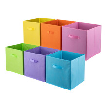 LN COZY CORNER Set of 6 Foldable Cube Storage Boxes Fabric Organizer Bins with Handles for Home Office Kids Room Closet and Shelves (Multicolor, 27x2