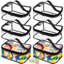 6 Packs Clear Toy Storage Bags, PVC Waterproof Toy Organizer with Zip Reusable Bags for Building Blocks, Board Game, Puzzles
