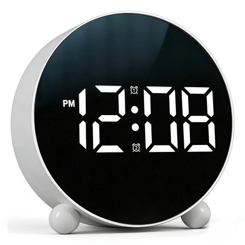 Linlinwill Digital Alarm Clock with LED Display, Battery/USB Powered Alarm Clock Besides with Snooze (White)