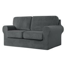 SYLC Sofa Cover with Separate Seat Cushions and Backrests Stretch Velvet Sofa Slipcover Couch Covers Furniture Protector Split Combined (Dark gray,2
