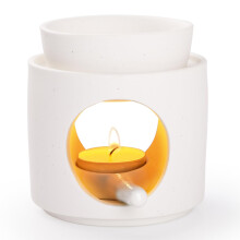 WD&CD Wax Melt Ceramic Oil Burner Aroma Diffuser Essential Oil Burner Aromatherapy Wax burner with Tealight Holder Home Bedroom Decor, White