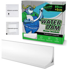 ALITAIYI wet room floor barrier for shower,Self-Adhesive shower threshold water barrier,Collapsible silicone shower tray sealing strip water dam,Show