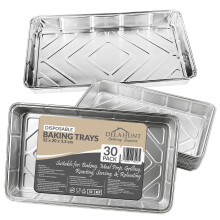 30 Pack - Disposable Aluminium Foil Baking Trays, Tray Bakes, Containers for Baking, Roasting, Freezing, Storage, Cooking, BBQs, Brownies | Delahunt