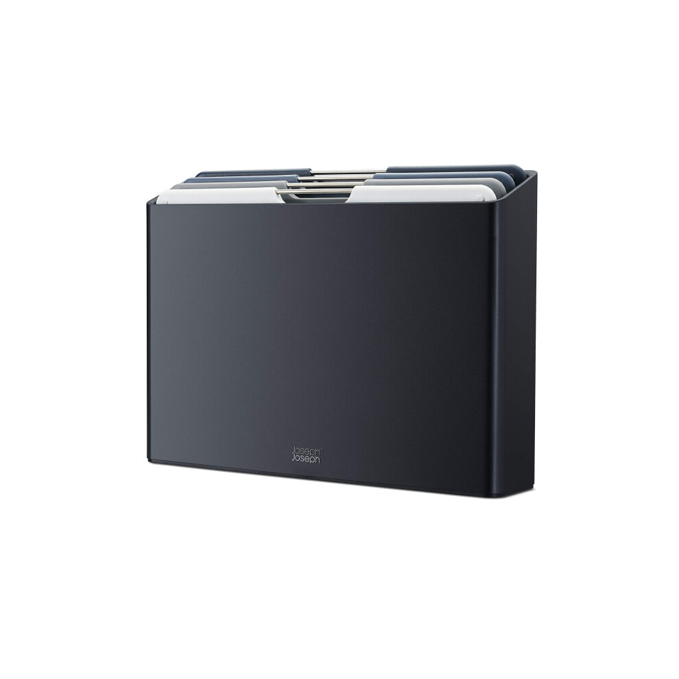 Joseph Joseph Folio 4-Piece Colour Coded Chopping Board Set, Slimline Case For Organised Storage, Large - Graphite