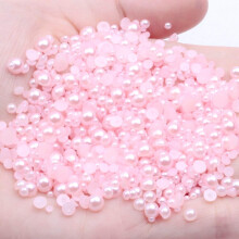 MajorCrafts 2000pcs 4mm Flat Back Half Round Resin Pearls Arts and Crafts Gems (Pale Pink C27)