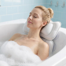 KEIY Bath Pillows for Tub, Ergonomics 2-Piece Design, 4D Air Mesh Technology, Head & Back Support with 8 Suction Cups, Luxury & Relaxing Bathtub Acce
