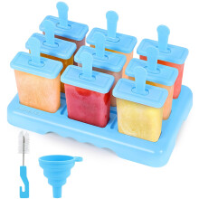 Alinana Ice Lolly Moulds with Sticks, 9 Cavities Popsicle Mould, Food Grade BPA-Free Ice Pop Moulds, DIY Ideas Ice Lolly Moulds with Cleaning Brush,