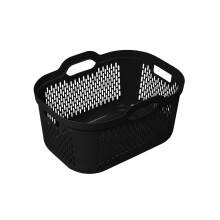 Addis Signature 45L Laundry Basket with Built-In Handles, Large Plastic Washing Basket for Clothes & Family Laundry, Ventilated, Durable UK Made, Bla