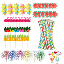 Cocktail Accessories for Drinks, 110 Pcs Cocktail Party Decorations with Cocktail Umbrellas Cocktail Straws Sparkler Sticks for Party Decoration, Cak
