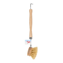 Tala Wooden dish brush with Natural Fibres, Long reach washing up brush ideal for Cleaning Kitchen Goods like glasses, plates, pots and pans, Has a r