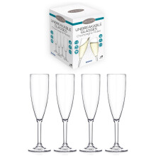Lay-Z-Spa BWA0008 Premium Plastic Champagne Flutes,187ml, (Set of 4), Virtually Unbreakable Ultra Clear Glasses, Reusable & Dishwasher Safe, Ideal fo