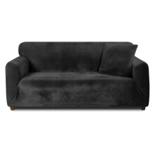 Teynewer Thick Velvet Sofa Covers 1 2 3 4 Seater High Stretch Non-Slip Couch Cover Elastic Furniture Protector Plush Sofa Slipcovers with 1 pillowcas