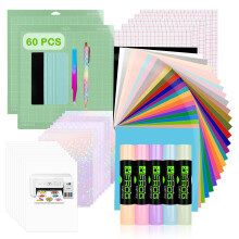 VINYL FROG 60PCS Accessories Bundle for Cricut Maker and All Explore Air, Ultimate Tools with Permanent Adhesive Vinyl, Printable Vinyl Sticker Paper