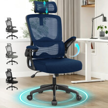 YONISEE Office Chair, Ergonomic Desk Chair -Dual Backrest Design with 2D Lumbar Support & Adjustable Headrest. Swivel Computer Chair with Flip-up Pad
