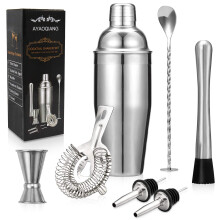 Cocktail Shakers Set,7 Pieces Cocktail Making Kit,Cocktail Shaker Set 750ml Stainless Steel Bar Tool Set Bartender Kit with Double Jigger,Muddler,Str