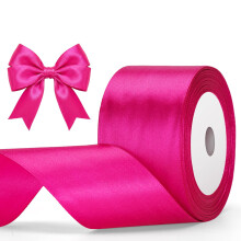 G2PLUS Hot Pink Satin Ribbons 50mm: Decorative Gift Wrapping Ribbon for Crafting, Party Decoration, 22m