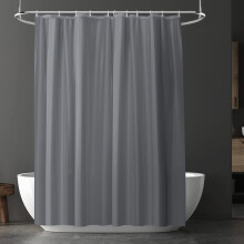 URAQT Shower Curtain Anti Mould, Upgrade PEVA Waterproof Bath Curtains, Mildew Resistant Bathroom Shower Curtains with 12 Hooks, Grey Bathtub Curtain