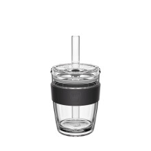 KeepCup Cold Cup - Longplay Double wall Glass Ice Coffee Tumbler with Lid and Straw - 12oz (340ml) - Black