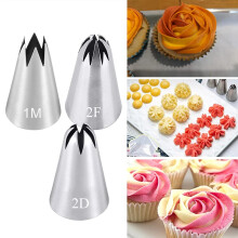 Piping Nozzles Large Set,3 Pcs Cake Piping Nozzles Tips Kit,DIY Cream Rose Flower Icing Nozzles,Cupcake Pastry Tips Tool for Cake Decorating(1M 2D 2F