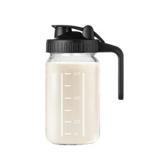 Hniuyun Milk Pitcher Jug, 32oz Airtight Glass Wide Mouth Mason Jar with Pour Spout Lid for Breastmilk, Iced Tea, Cold Brew Coffee, Juice Storage Cont