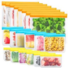 IDEATECH Reusable Silicone Freezer Bags 20 Pack Large Leakproof Ziplock Food Storage Pouches BPA Free Batch Cooking Bags for Meal Prep Freezer Fridge