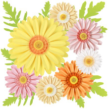 EASY JOY 17Pcs Daisy Paper Flower Party Decoration Daisy Wall Decoration 3D Artificial Paper Flowers Backdrop Pink Orange Giant Tissue Flowers for Sp