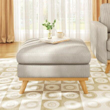 Vesgantti Large Ottoman for Modular Sofa, Large Corduroy Ottoman with Spring Cushion, Rectangle Foot Rest for Couch, Entrance Footstool with Wood Leg