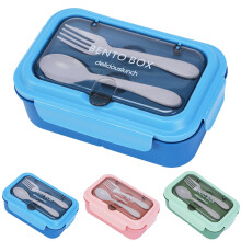 SENBSLAN Lunch Box,1200ml Leakproof Bento Lunch Box,Food Container with 3 Compartments and Cutlery,BPA Free Containers (Blue)