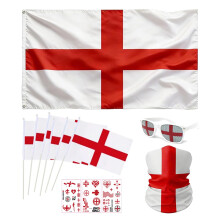 World Cup Decoration Set 2026 for England Fan with Large St Georges Flag 150 90cm, Headwear Glasses Handheld England Flag Sticker for England World