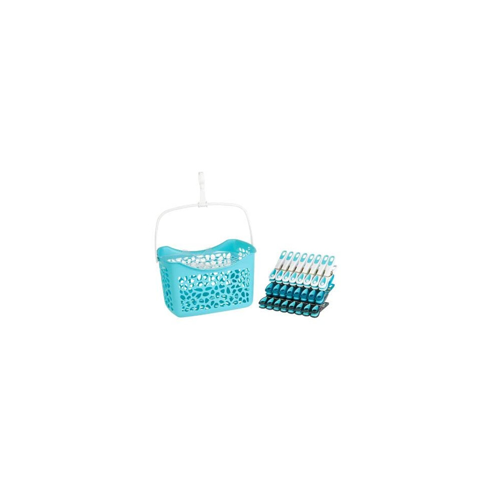 Lakeland Peg Basket Caddy & 24 Matching Soft Grip Pegs - Suitable For Delicates Handy Peg Storage