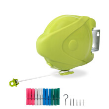 Retractable Heavy-Duty 15m Washing Line Clothes Dryer Rack - Indoor/Outdoor Expandable Laundry Drying Solution with Rust-Resistant Cord (Green, 15m W