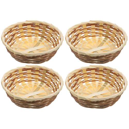 4St Khaki Bamboe Mand Geweven Voor Fruit En Snacks Thuis 1
