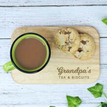 eBuyGB Grandpa's Tea & Biscuits Board, Wooden Treat Board, Snack Tray, Father's Day, Birthday Gifts for Grandpa, Brown
